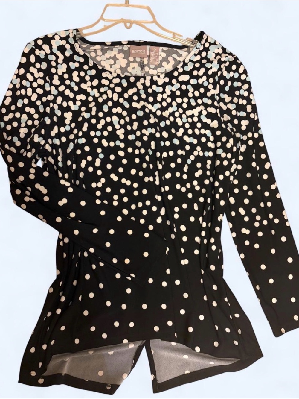 Flowy polka dot long sleeve blouse